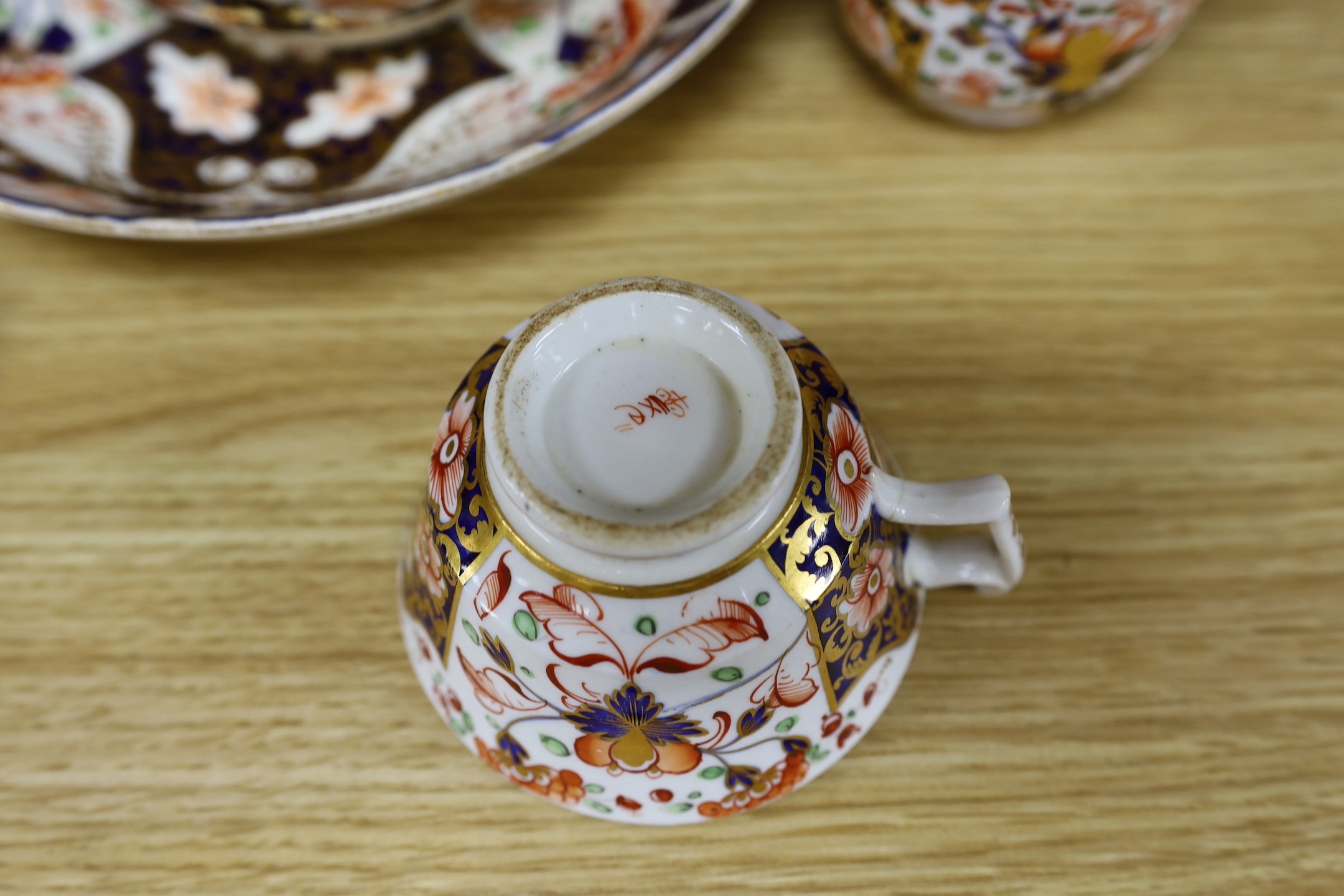 A group Derby Imari pattern part tea wares